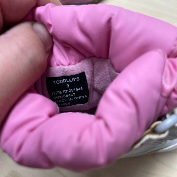 L.L.Bean Girls 251948 Hook And Loop Round Toe Silver Pink Snow Boots Size US 9 - Picture 8 of 8